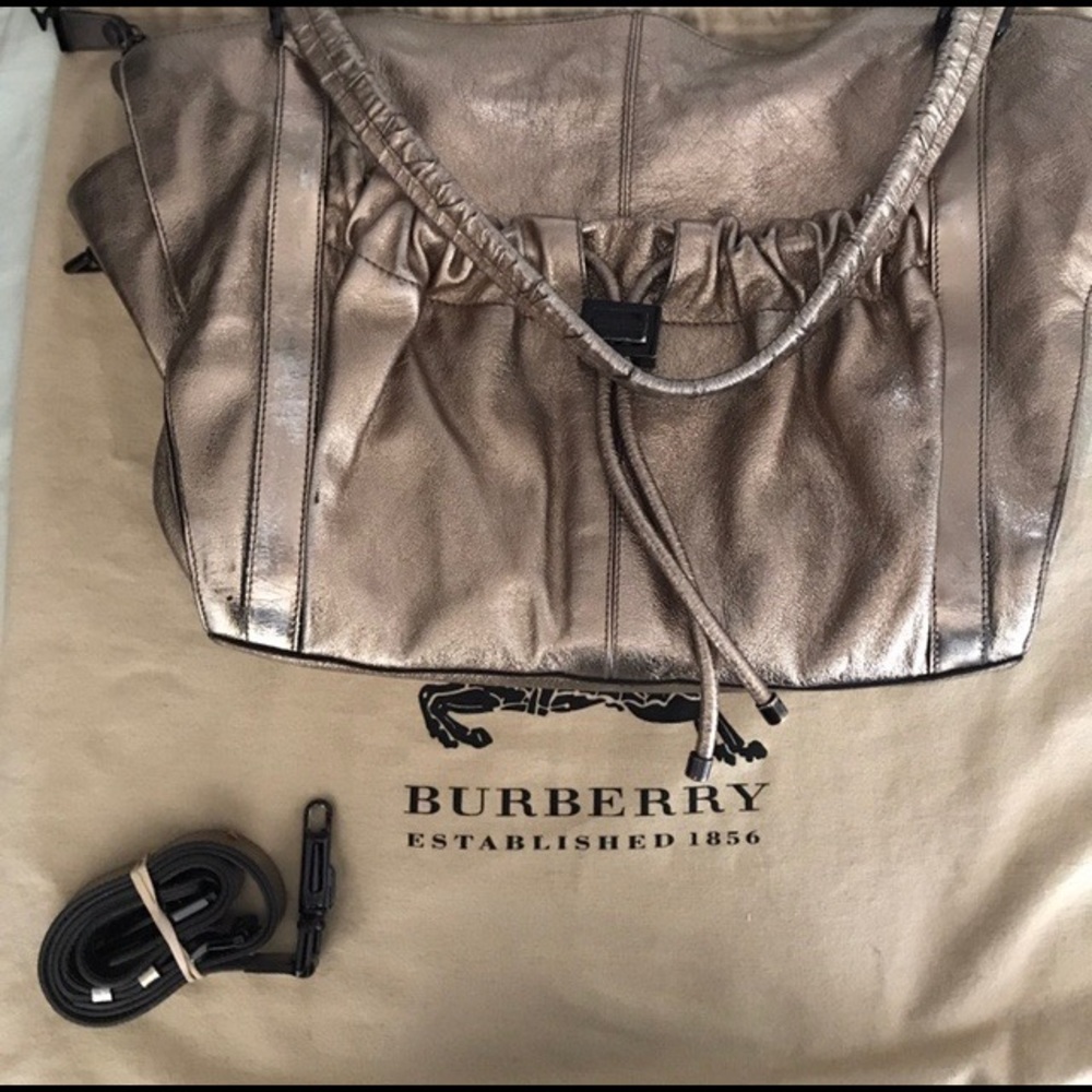 Burberry Metallic Gold Leather Shoulder Bag